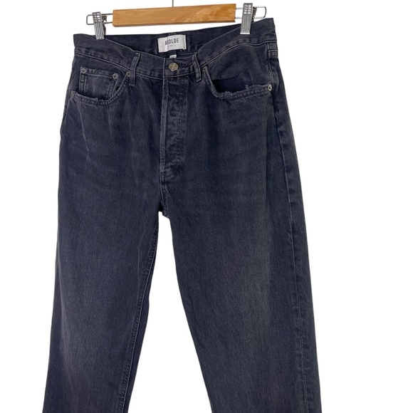 Agolde ‘Lana’ Black Button Fly High Rise Straight Leg Denim Jeans Size 28 - Picture 4 of 7